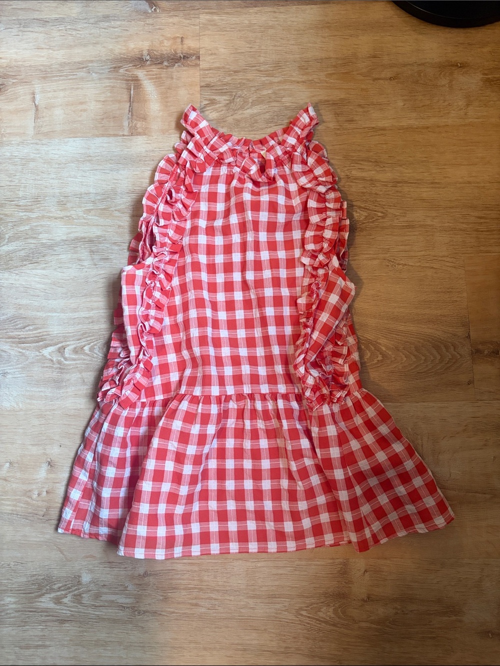 entro Women’s Red and White Gingham Ruffle top